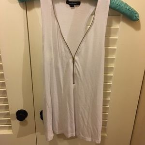 White tank with gold zipper